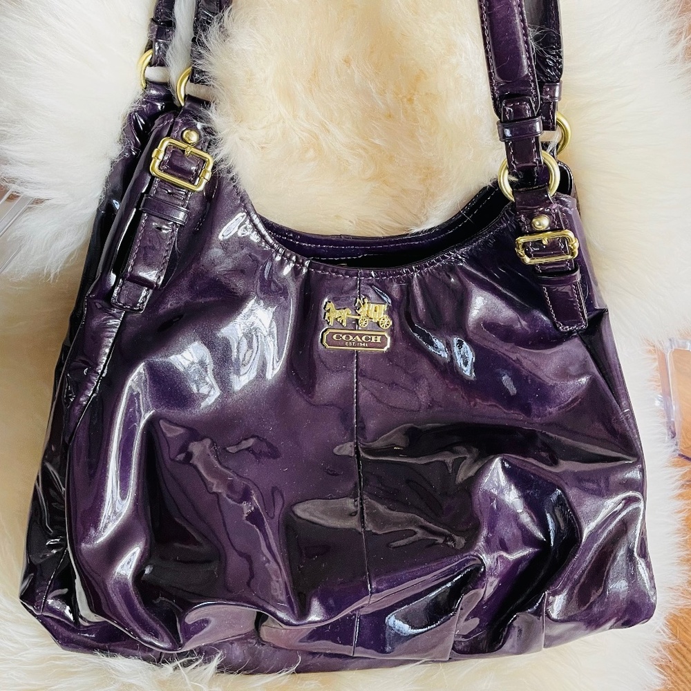 Coach Patent Leather Large Hobo Tote Shoulder Bag